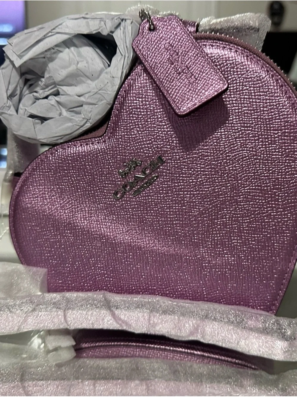 Coach Metallic Lavender Heart Crossbody Bag - Picture 3 of 4